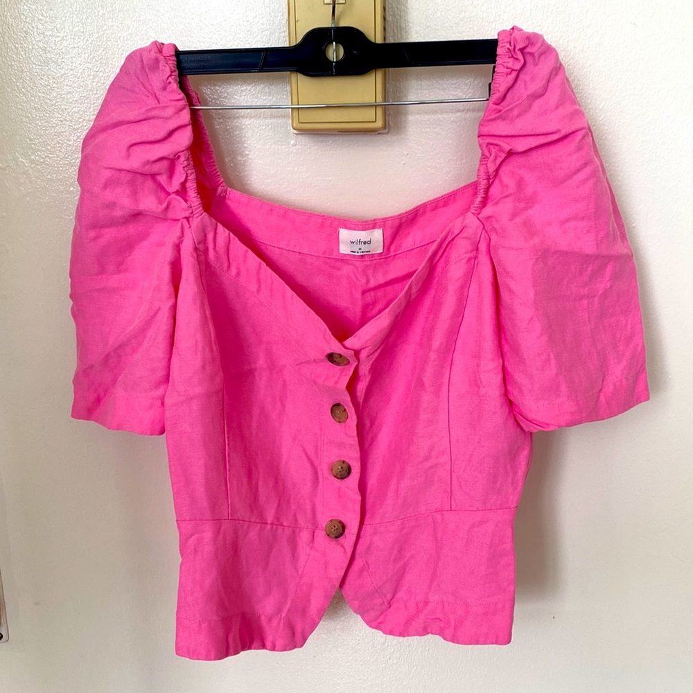 ARITZIA LINEN BUTTON UP BLOUSE